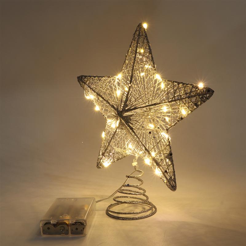1pc udsøgt stjernehængende dekor pentagram vedhæng skinnende juletræspynt (uden batteri)