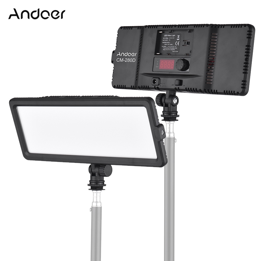 Andoer CM-280D CRI93 Super Slim Led Video Light Panel 3200K-5600K Bi-Color Dimbare Helderheid Voor canon Nikon Sony Dslr Camera