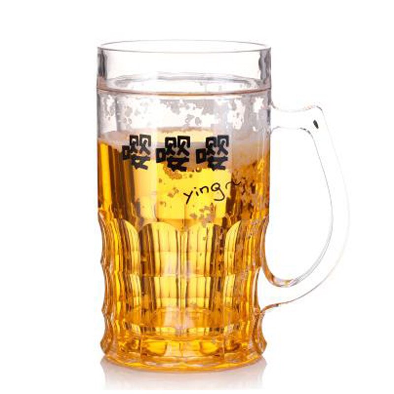 funny Summer Cold Beer Mug Spoofing Water Ice Cup Mezzanine Double Layer Refrigeration Coffee Tea Milk cafe Novelty: C - 1 Pc