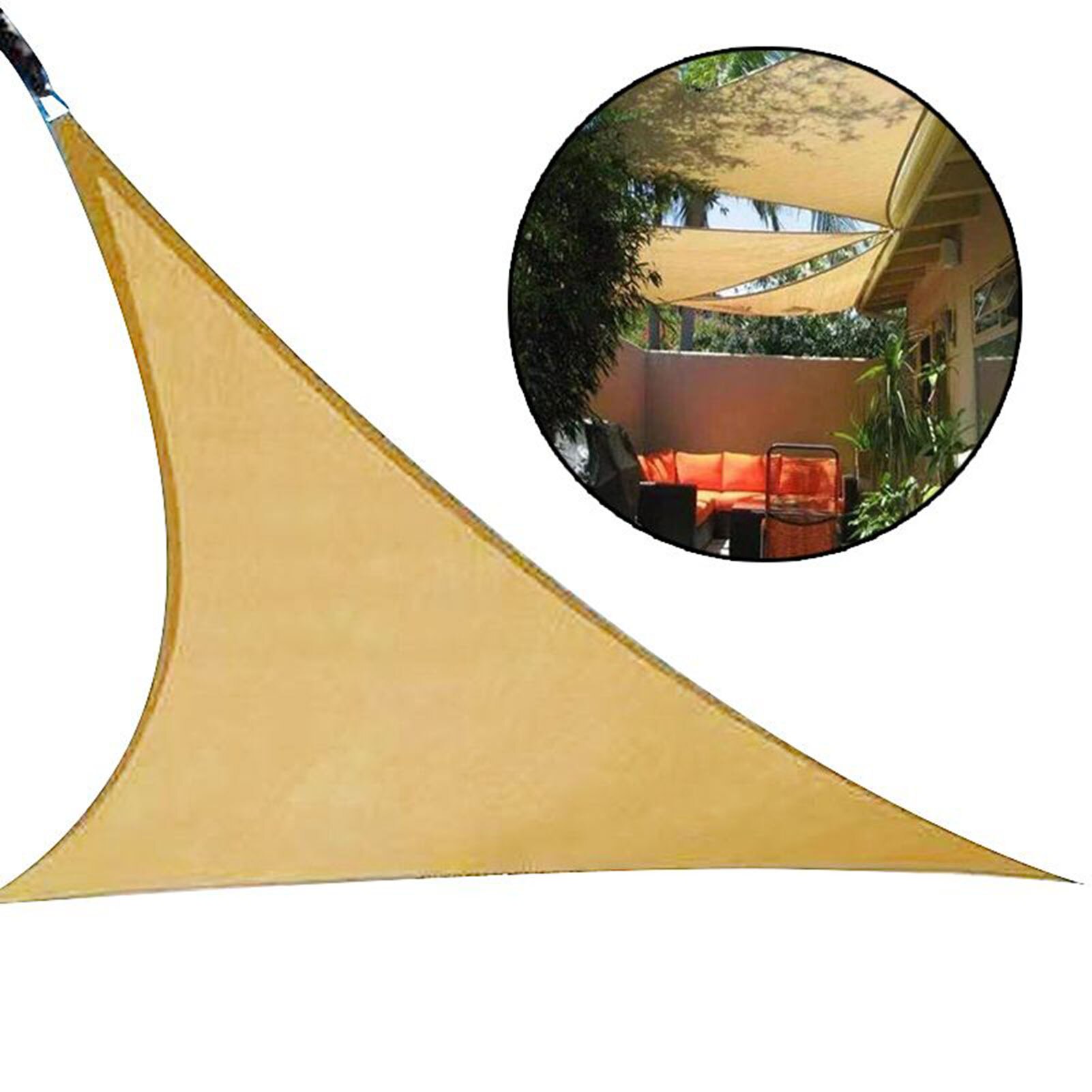 Beige Sun Shade Sail Right Triangle Canopy Awning Shelter UV Block UV Rays Protection Outdoor Sunshade for Patio Lawn Garden