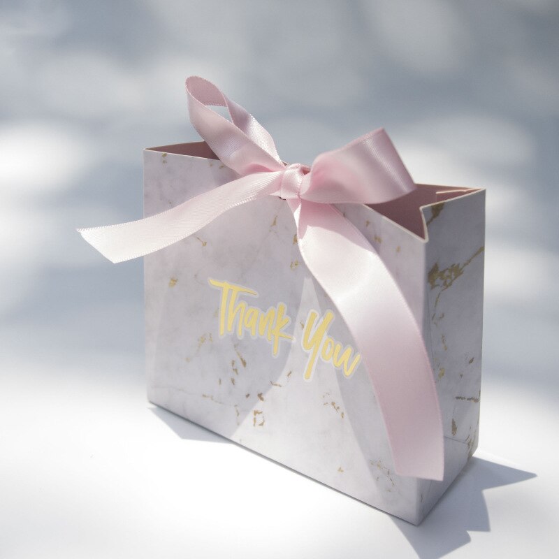 Grey Marble Mini Bag Box For Party Baby Shower Paper Chocolate Boxes Package Wedding Favours Candy Boxes: B
