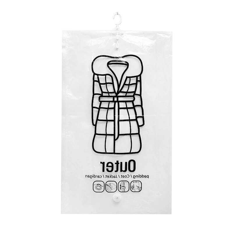 Bolsa colgante de compresión al vacío para el hogar, bolso de almacenamiento de ropa a prueba de humedad, con Tirador Lateral