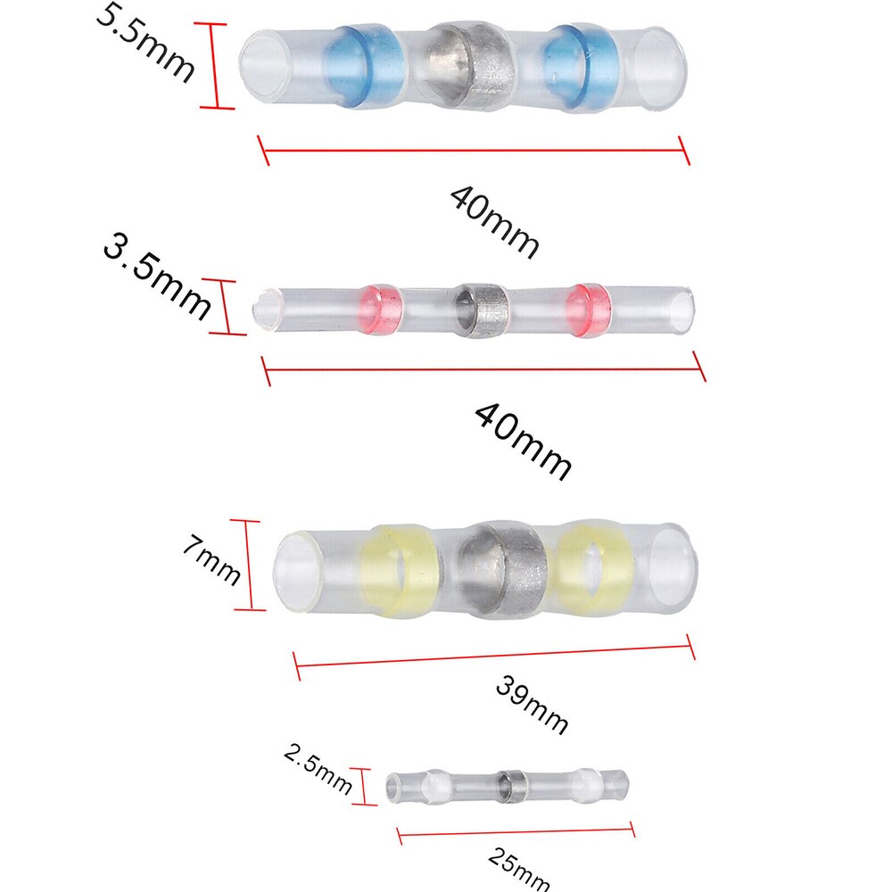 50x 4 storlekar värmekrympning lödhylsa skarvkontakt lim foder vattentät