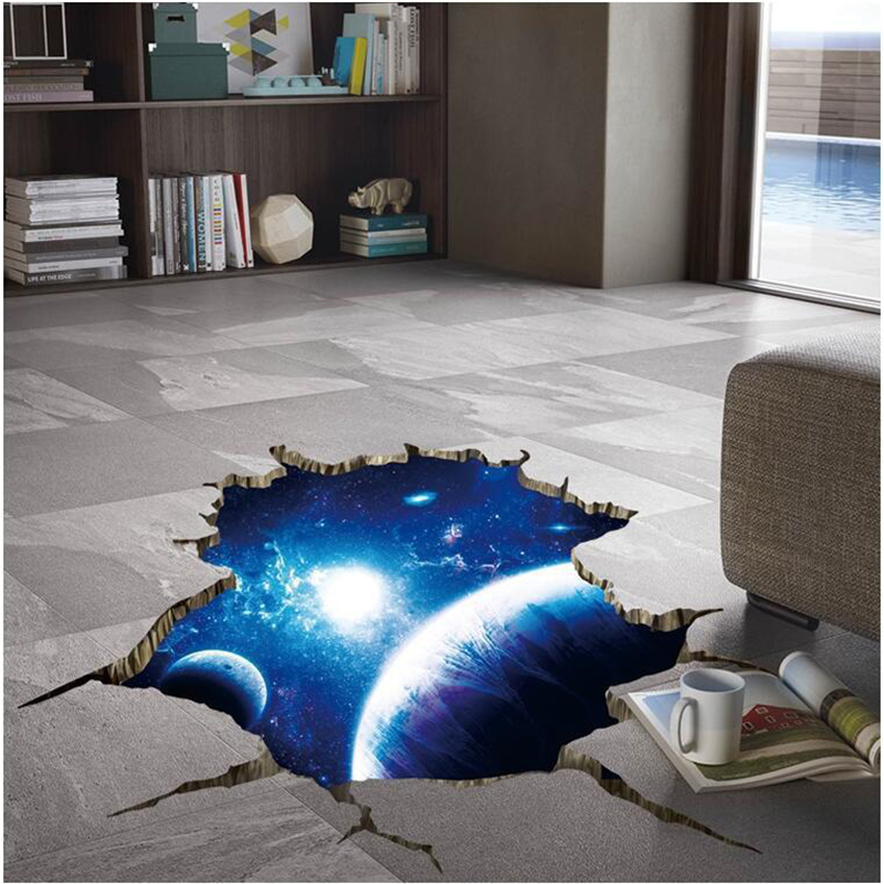 3D Wall Sticker Universe Starry Sky Space Nebula Broken Hole Wall Stickers For Kids Room Baby Bedroom Diy Art Decoration Decals