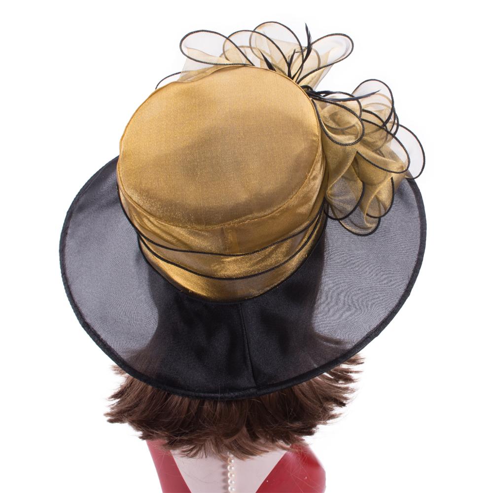 Women Dressy Hats Wide Brim Sun Hats Church Wedding Tea Party Kentucky Derby Formal Floral Bride's Mother Hats A045