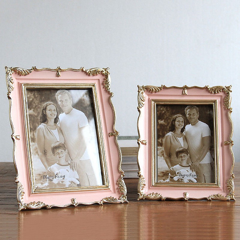 Resin Frame Square Stand Photo Frames Flower Pattern Decoration Photograph Certificates Wedding Photo Show Home Decor