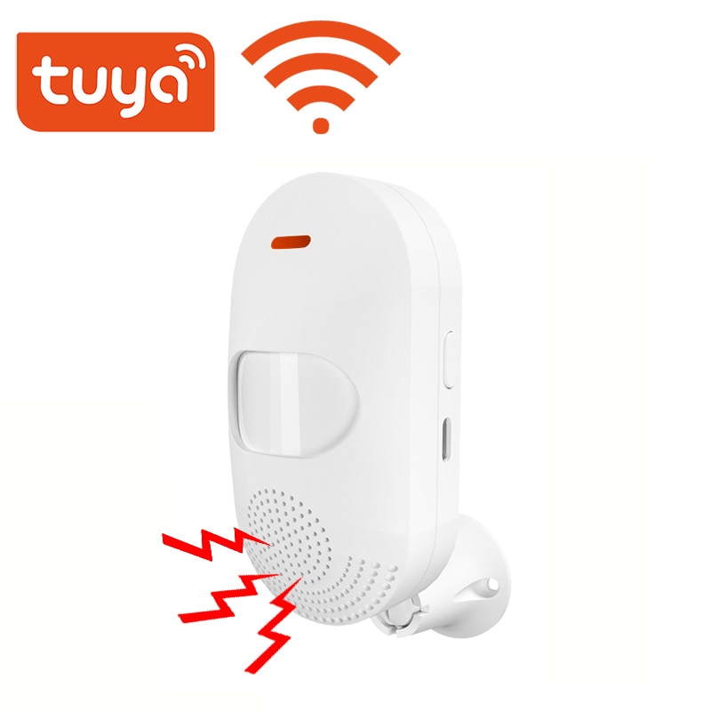 TUYA Wifi PIR sensore di movimento allarme cicalino incorporato USB/batteria dovuto metodi di alimentazione per automazione domestica sistema di allarme domestico