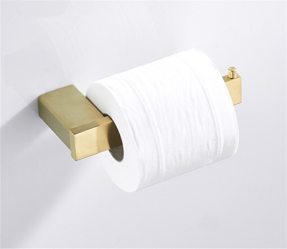 Badeværelse tilbehør sæt håndklædeholder hjørnehylde papirholder solid 304 rustfrit stål børstet guld hardware hardware sæt: Papirholder 1