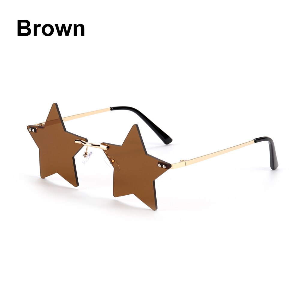 Gafas de sol clásicas con forma de estrella para hombre y mujer, lentes de sol sin montura, transparentes, a la , color océano: brown