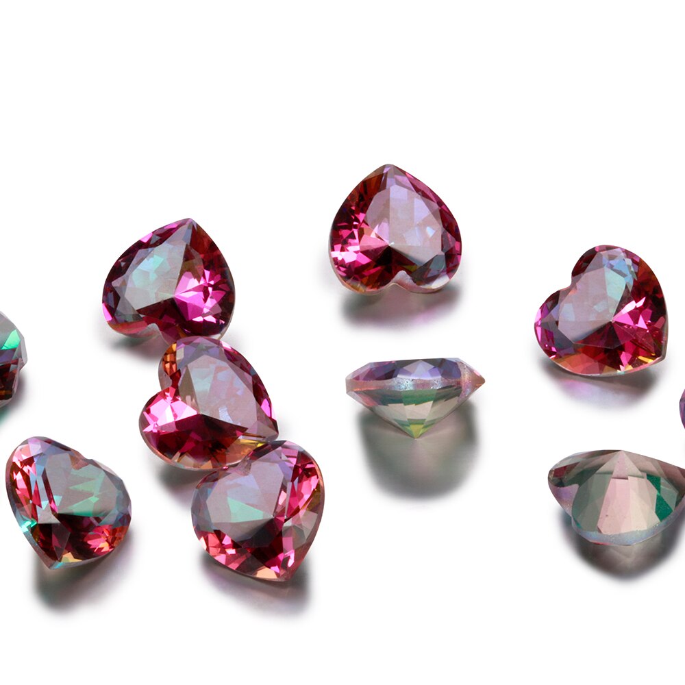 1-3ct Milticolor Losse Edelsteen Hartvorm Regenboog Mystery Topaz 9X9Mm Stenen Decoratie 10 Stks/set