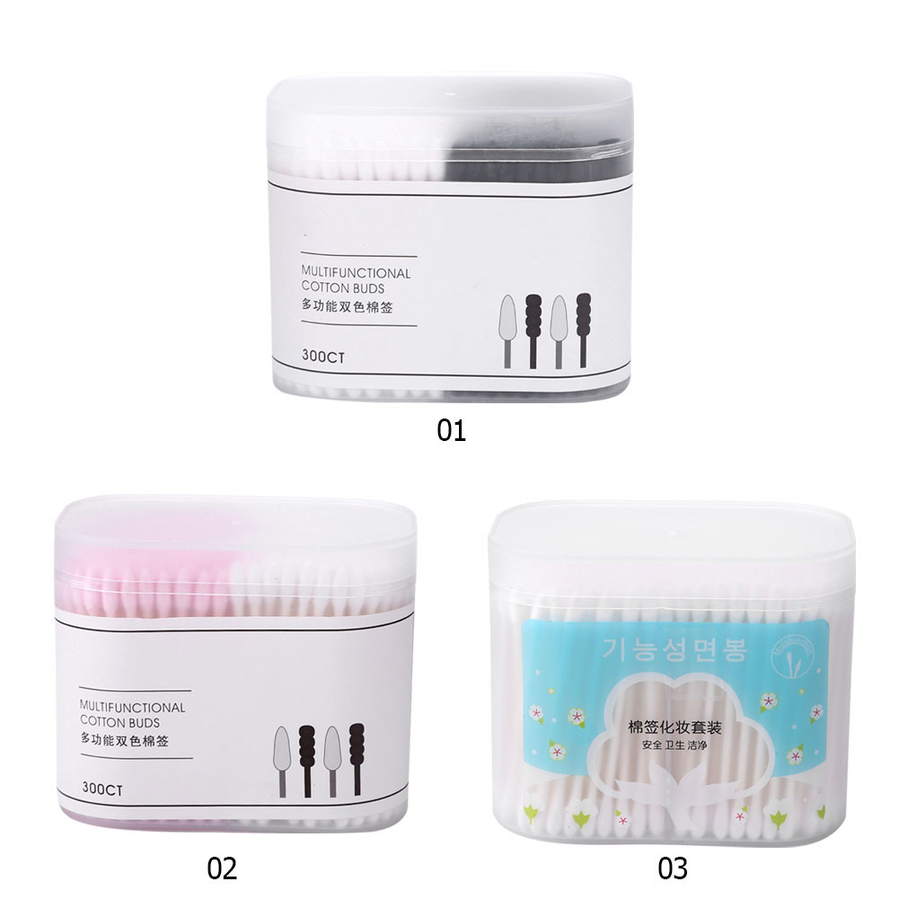 300 Uds desechables hisopo de algodón, oído, Nariz limpia palos de belleza cosméticos salud joyas oído limpio palos brotes Punta de algodón cabezas de hisopo