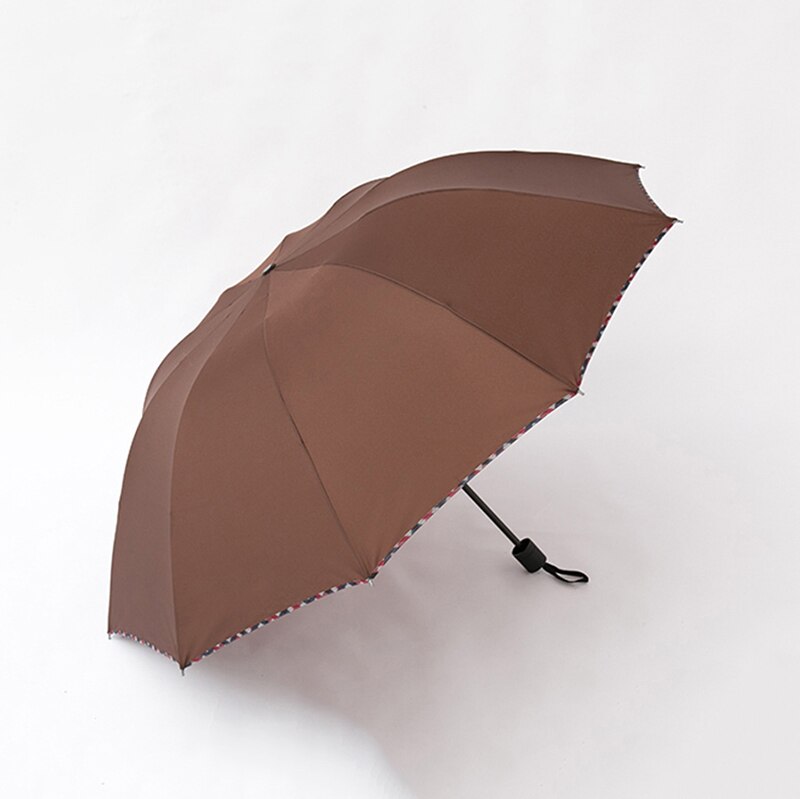 125CM Big Top Umbrella Men Rain Woman Windproof Large Umbrellas Male Women Sun 3 Folding Big Umbrella Outdoor Parapluie: Coffee