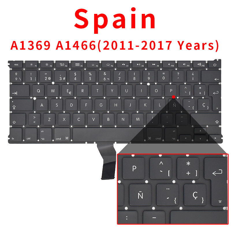 Kannettava tietokone  a1369 a1466 us uk venäjä saksa ranska espanja portugali näppäimistö macbook air 13 " näppäimistöt ilmaiset ruuvit: Oranssi
