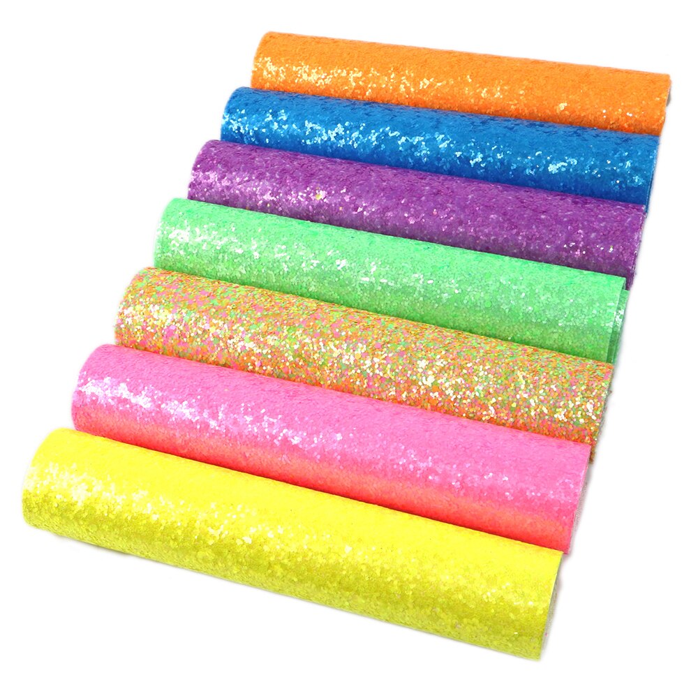 20*34cm chunky glitter syntetisk læder i almindeligt farve til diy håndlavede håndtasker projekter ,1 yc 8091