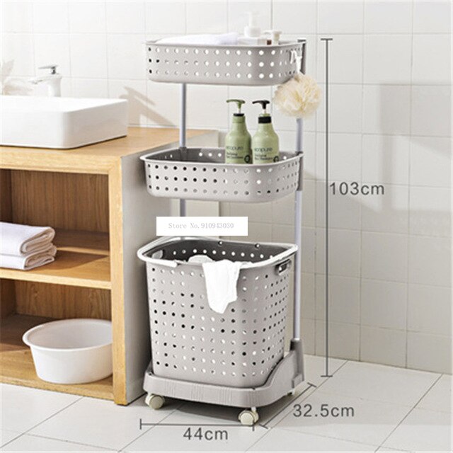 Cesta Portabiancheria con Coperchio, 3 Scomparti, 170 L, Porta Biancheria in Bambù, Lavanderia, Bianco | Leroy Merlin