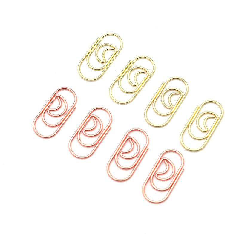 Mini Clip de papel de Luna, Clips de papel de Metal, clip pequeño decorativo de forma especial, alfileres de papel de modelado de Color oro rosa: Mezcla de color