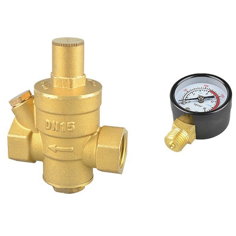 ! 1/2 Inch Brass Pressure Reducing and Maintaining Valve DN15 Regulator Adjustable Pressure Relief Valve: Default Title