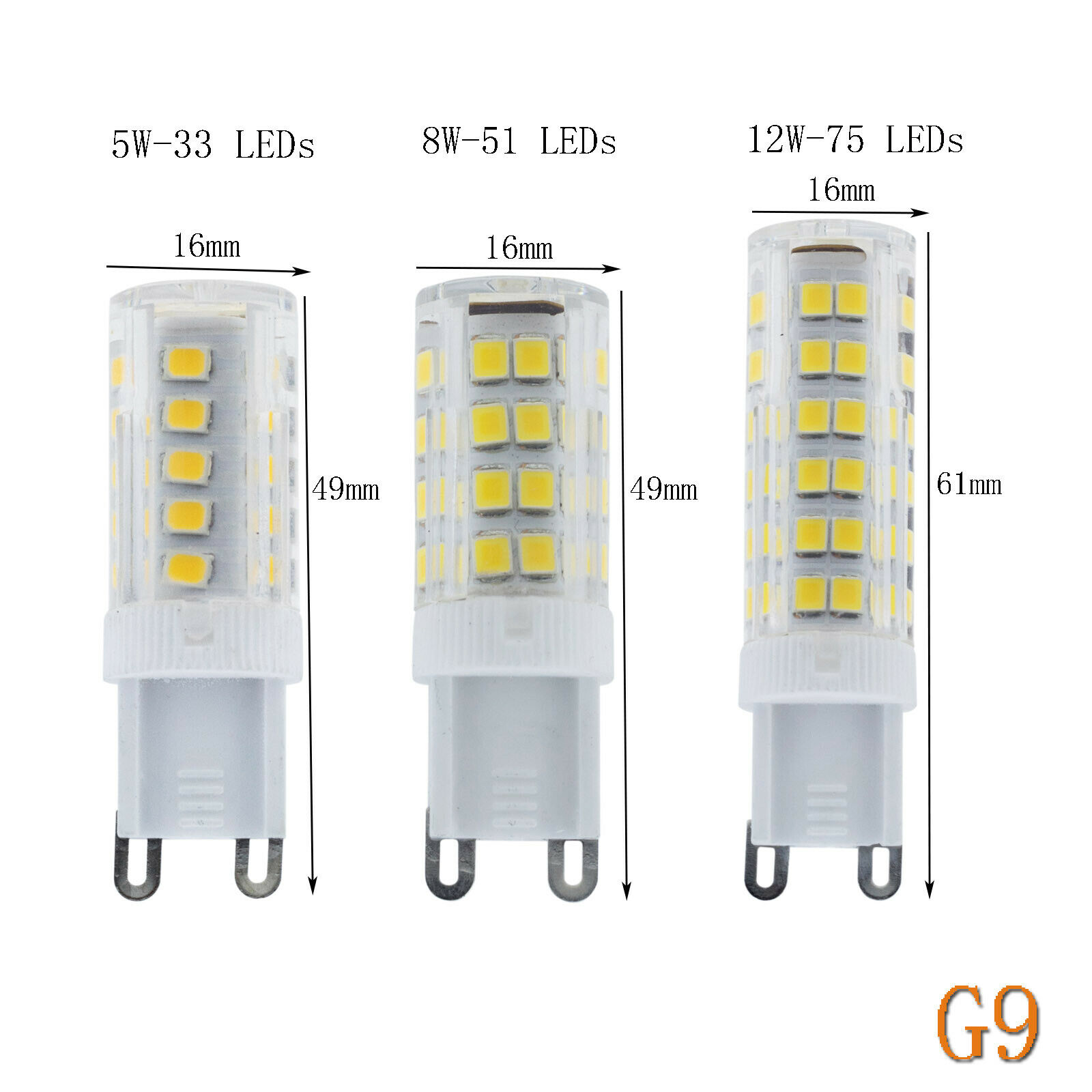 mini  g9 e14 5w 8w 12w ac 220v 240v keramisk ledet-kornpære kapsel krystalllys hvit lampe erstatter halogenlysekronelys: Hvit / Hvit / 3w