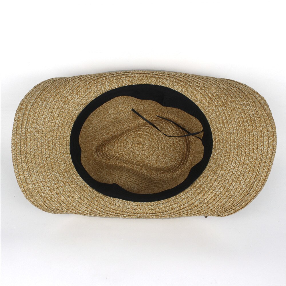 Hule vestlige cowboy hat kvinder mænd sommer halm sombrero hombre strand cowgirl jazz sol hat størrelse 57-59cm