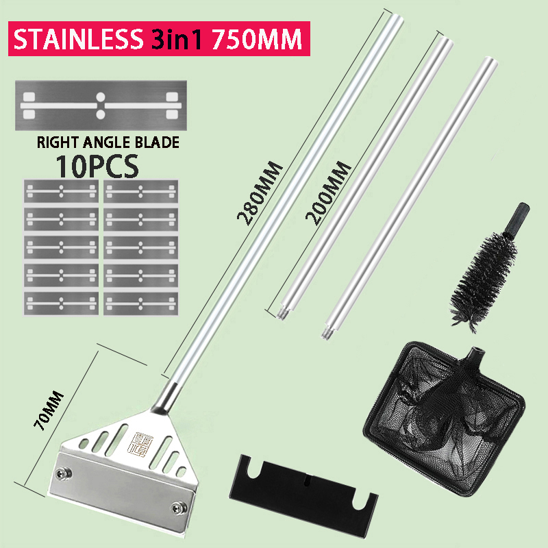 Aquarium flat sand algae removal dual-use glass Algae scraper stainless steel household cleaning to tools Fish tank accessories: PURPLE