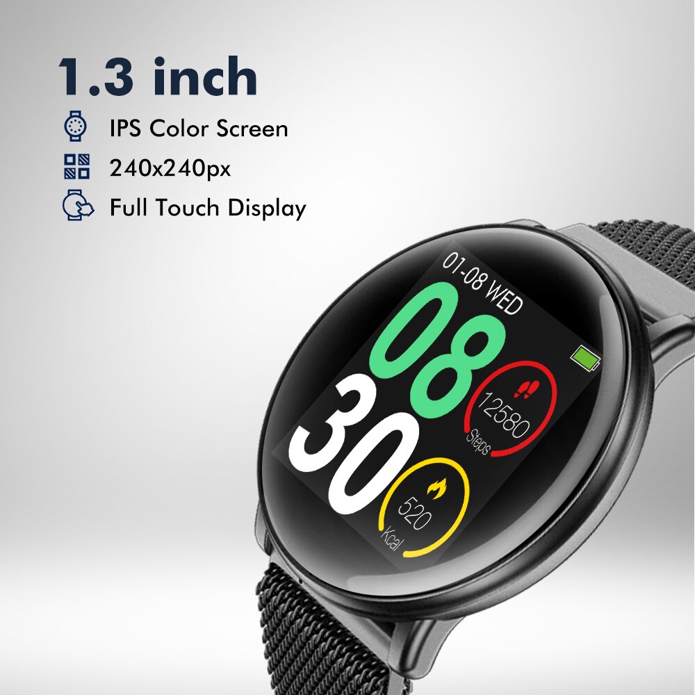 Slimy Uwatch2 montre intelligente 1.33 pouces plein écran tactile IP67 étanche Smartwatch 25 jours en veille pour téléphone Android IOS