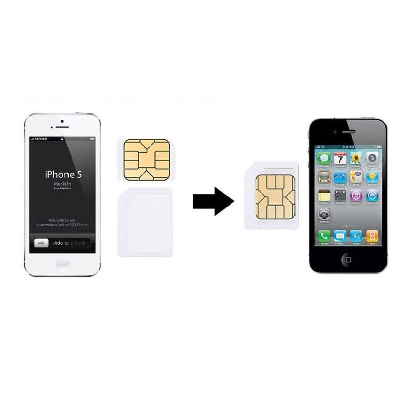 50pcs 4 in1 SIM Card Adapter For iPhone 5 nano sim adapter set SIM Card Full sim card adapter for phone Droshipping