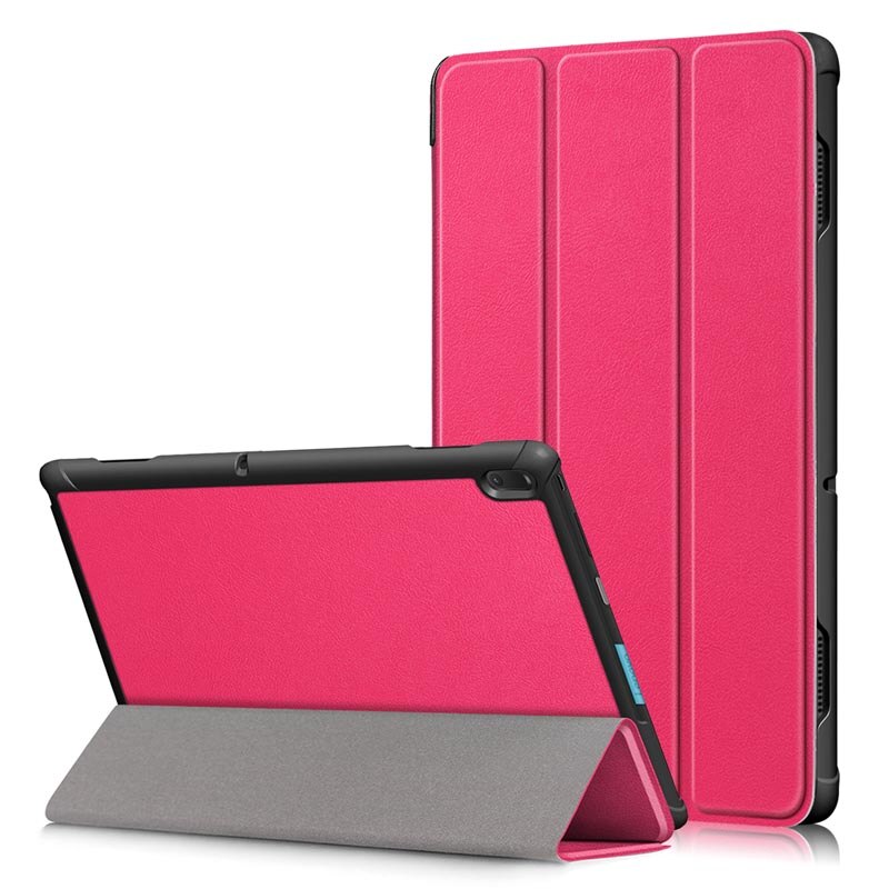 For Lenovo Tab E10 TB-X104F Case Tri-Fold Flip Stand Magnetic Cover Tab E10 E 10 X104 X104f Tablet TabE10 Solid Color Shell: Rose Red