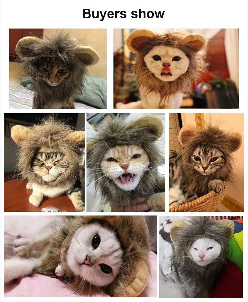 Offre Spéciale animal de compagnie chat chien habiller Costume émulation Lion cheveux crinière oreilles tête chapeau automne hiver silencieux écharpe produits pour animaux de compagnie
