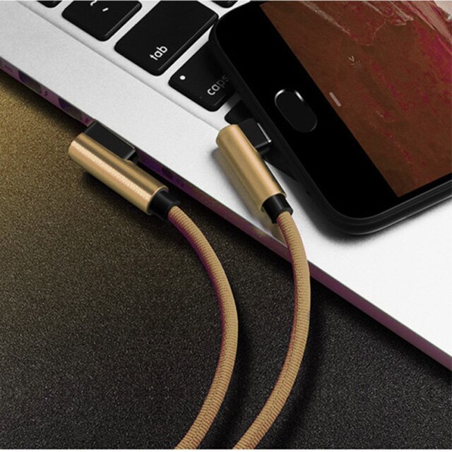 CXV 90 Graden Type C Usb-kabel voor Huawei P20 P30 Pro Snel Opladen USB C Kabel Voor Samsung S10 s9 Xiaomi Redmi USBC Datakabel: Gold / 2m