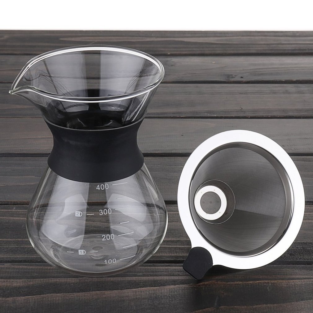 Glass Coffee Pots Heat Resistant Classic Coffee Maker Pour Over Coffeemaker Coffee Pot Stainless Steel Coffee Filter#2
