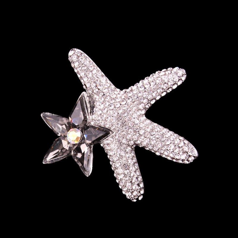 SA silaverage Starfish broches para mujeres Blanco/azul flor Navidad broche flor broche pin Zirconia broches