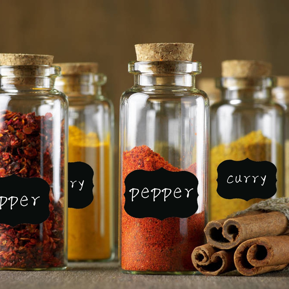 PVC contenedores de almacenamiento pegatinas de etiquetas para pizarra impermeable vidrio Metal botella papel de etiqueta especias azúcar puede pegatinas etiqueta