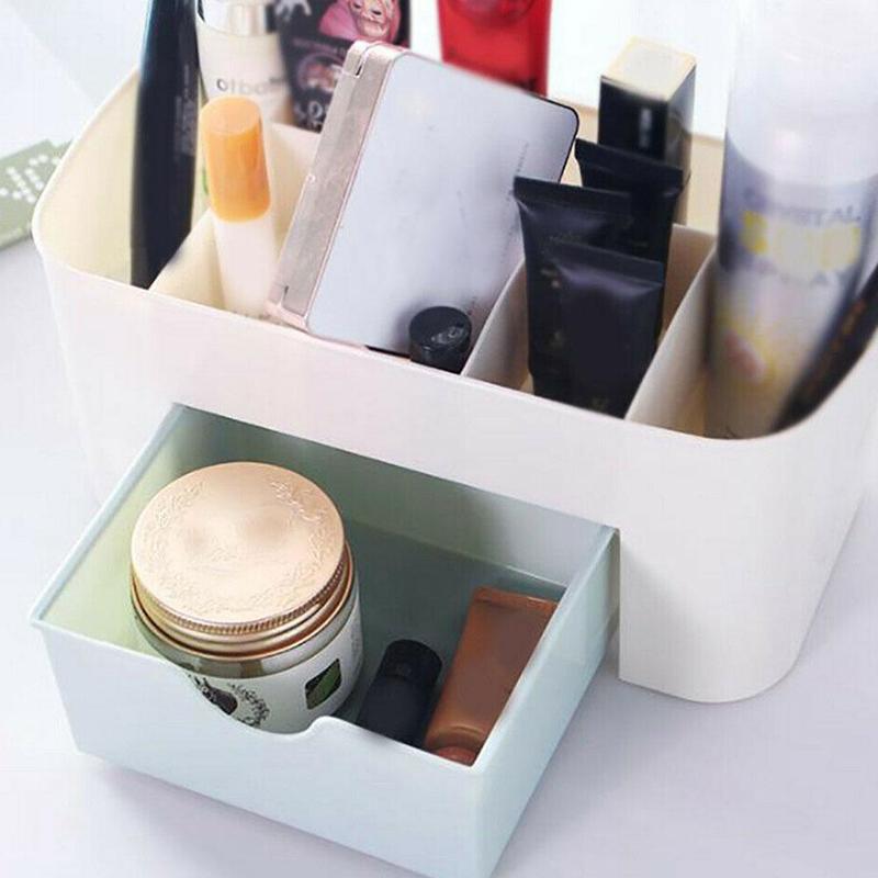 Multifunktionell skrivbordsarrangörslåda i plast med låda smycken färg kosmetikafodral smink bomullsförvaring 3 pinnar hållare de  y7 k 7