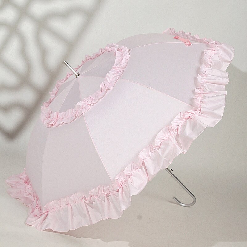 Paraguas de encaje Retro europeo Para Mujer, sombrilla ligera de mango largo Para boda, antiuv, Originales Para Mujer: Pink