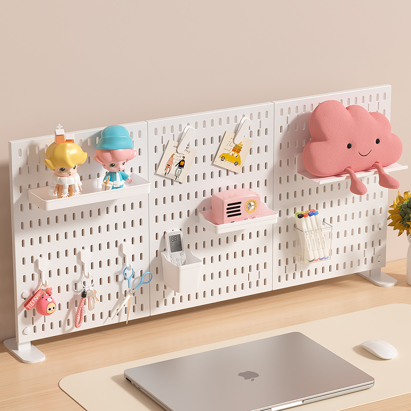 A desk - top storage pegboard for office stationery. Multiple accessories allow for freely - combined vertical display racks.