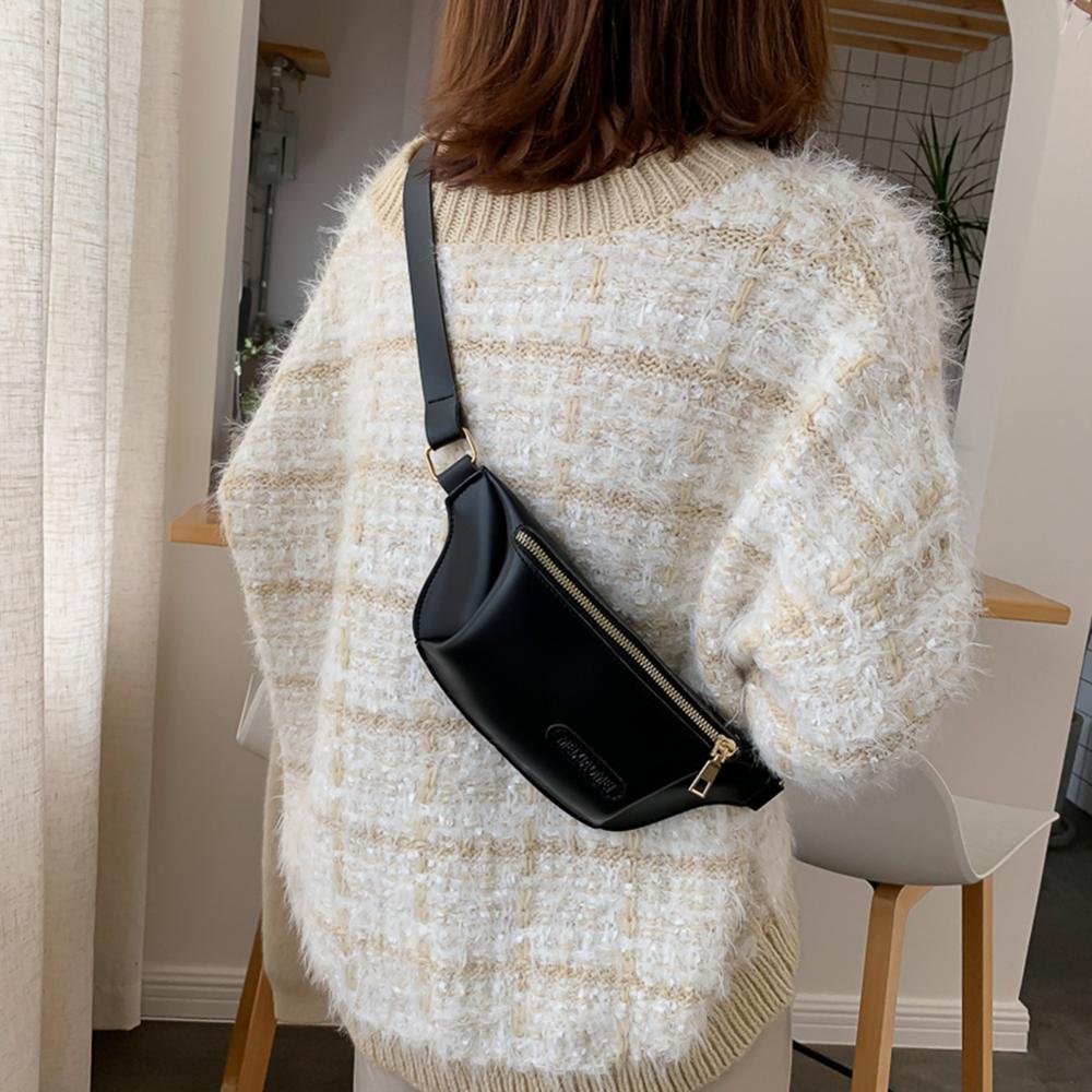 Couleur unie Fanny poitrine Pack réglable large sangle en cuir PU taille Pack pochette rétro femmes épaule sac à bandoulière taille sac