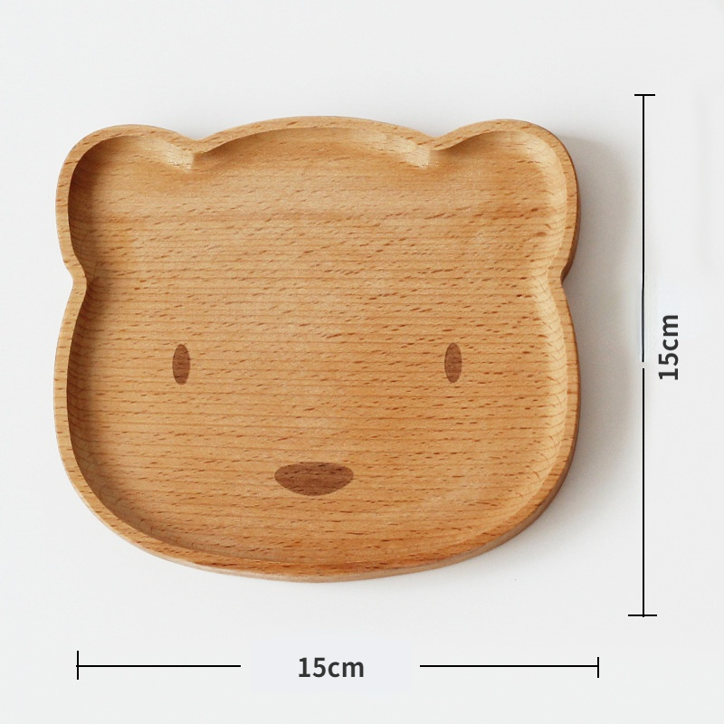Animal Shaped Solid Wood Dinner Plate Cartoon Tray Children&#39;s Feeding Set Cutlery Wooden Plate Dessert Plate