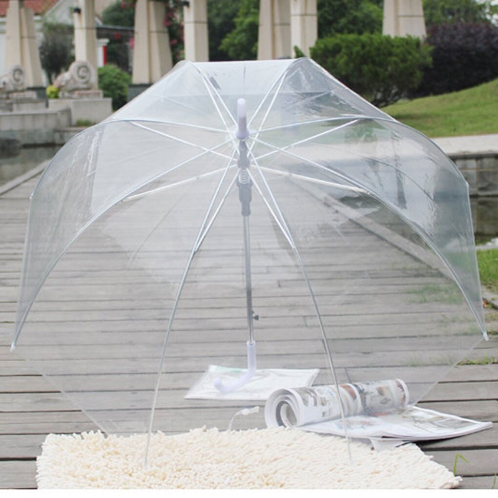 Large Clear Dome See Through Umbrella Handle Transparent Walking Lady Windproof Rain Protecting Umbrella
