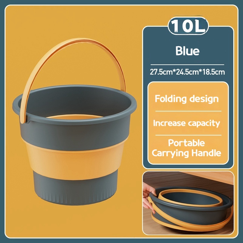 5/10L/17L Portable Folding Bucket for Washing Outdoor Foldable Basin Silicone Water Bucket Camping Space Saving Car Wash Buckets: army green
