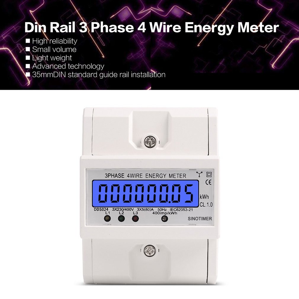 Din Rail 3 Phase 4 Wire Electronic Watt Power Cons... – Grandado
