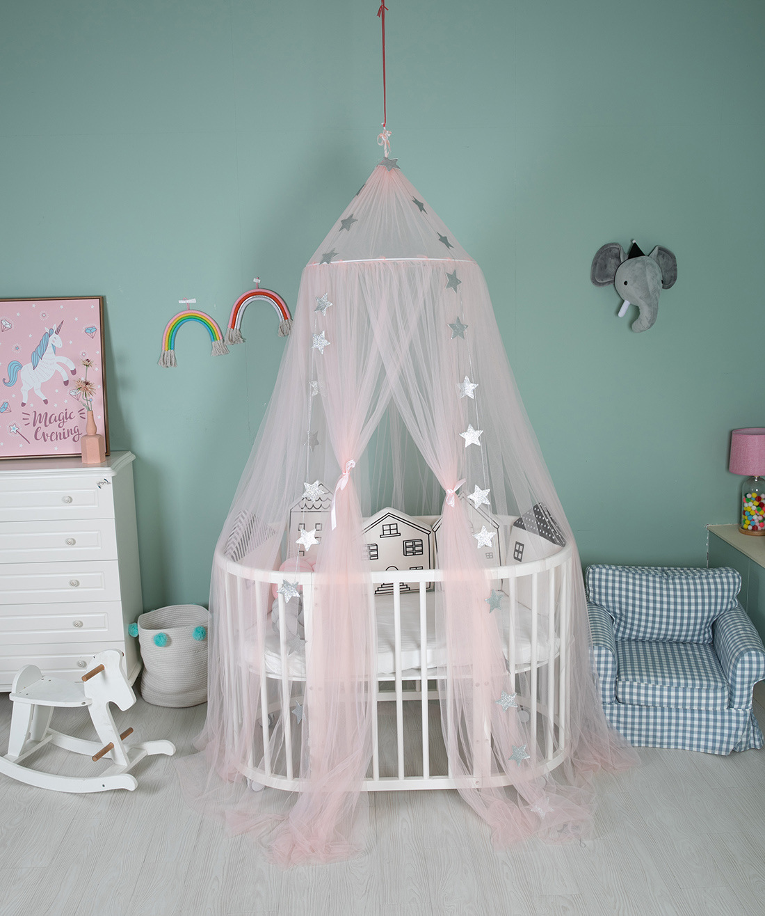 Kinderen Klamboe Kamer Plafond Dome Mesh Solid Multicolor Ins Stijl Prachtige Droom Crown Tent Bed Tent Enkele Deur