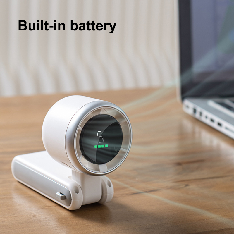 1pc handhållna fläktar med digital display bärbar resefläkt mini hopfällbar skrivbordsfläkt med 5- justerbara hastigheter för utomhusbruk