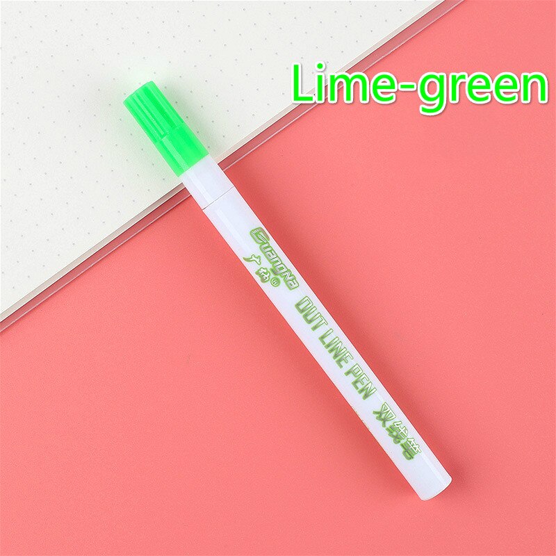 LLD 12Colors Metallic Double Lines Highlighter Out Line Pen Stationery Art Drawing Art Marker Calligraphy Lettering Scrapbooking: H