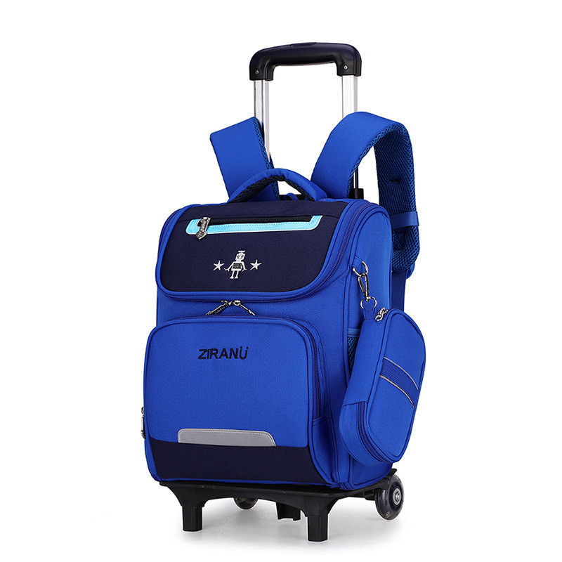 Verwisselbare Kinderen Trolley Schooltas 2/6 wielen ZIRANYU Kids Wheeled tas Nylon Waterdichte Reistas Mochilas: 2 wheels blue