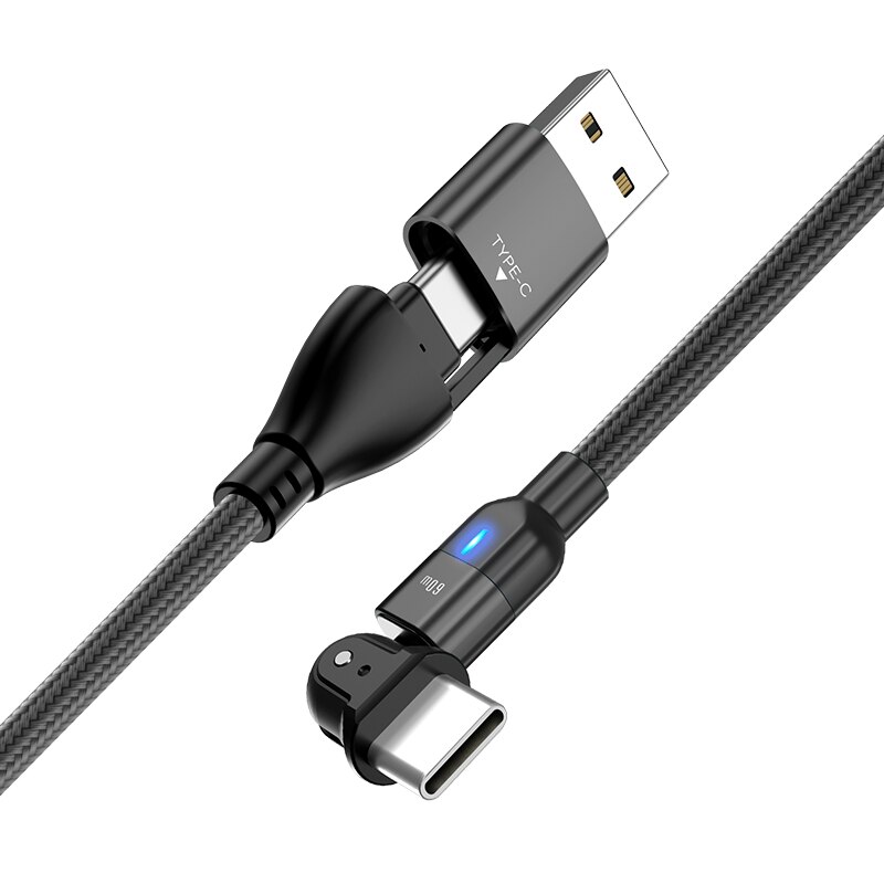 AUFU 60W USB C Zu USB Typ C Kabel PD Schnelle Ladegerät Kabel USB-C Typ-c Kabel Für xiaomi Samsung Macbook iPad Daten synchronisieren 180 Drehen: Schwarz / 1m