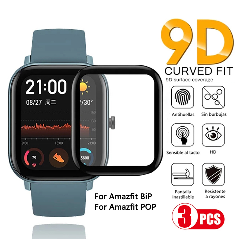 Película de reloj de vidrio suave templado 9D para Amazfit GTR 2 2E 4 3 Pro BiP S Lite U 3 Pro Protector de pantalla Amazfit GTS 2 2E 3 4 Mini PoP