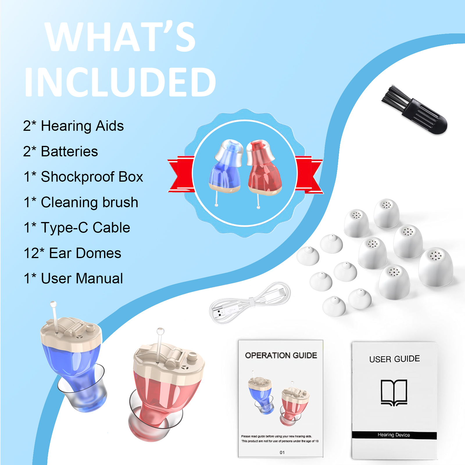 Aide auditive numérique invisible CIC avancé – Mini aide auditive sans fil claire, invisible et puissante pour la surdité des personnes âgées