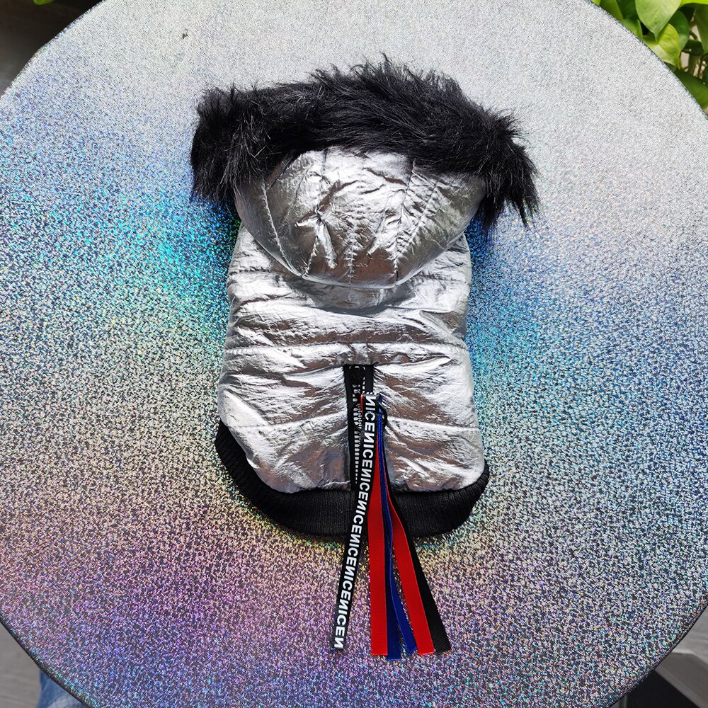 Ropas impermeables para perro a la , abrigo de invierno dorado y plateado para perro, chaqueta cálida para perros pequeños, sudadera gruesa con capucha para mascota, ropa para Pitbull