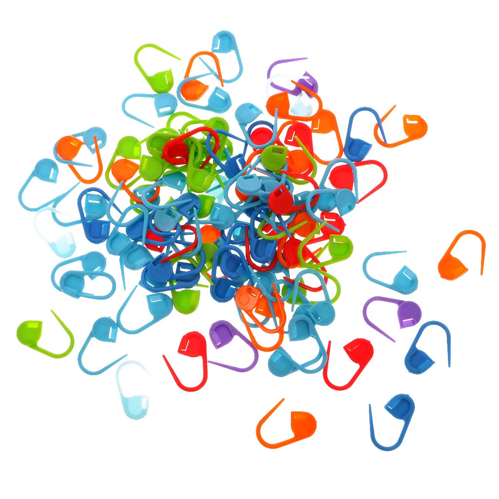 100 Plastic Assorted Knitting Craft Crochet Locking Stitch Needle Clips