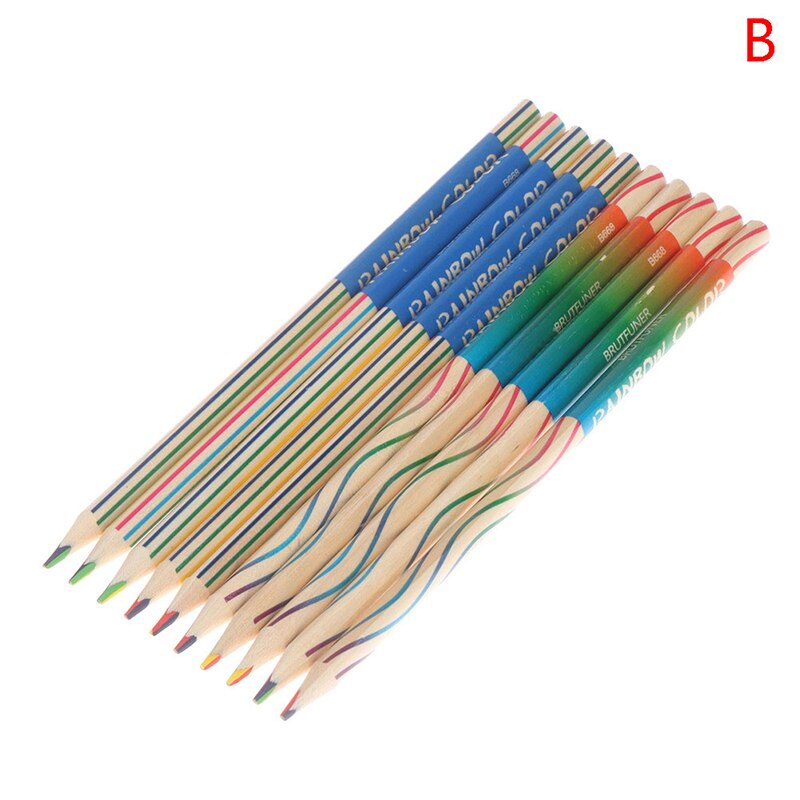 10Pcs Regenboog Potloden Kleurrijke School Schrijven Briefpapier Tekening Painting Potlood Kunst Levert Houten Schilderij Materiaal: B